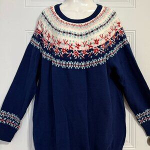Woman Within Pullover Sweater Size 22/24 1x Fair Isle Knit Cottage